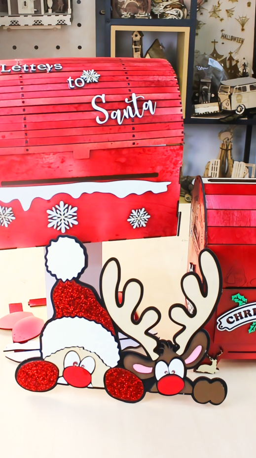 Christmas Multilayer Santa and Reindeer Home Decor Laser Cutting File