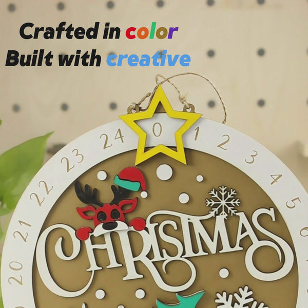 Christmas Multilayer Pickup Truck Advent Calendar Door Sign Laser Cutting File