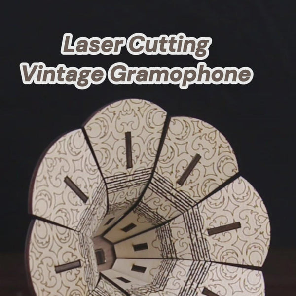 [Includes Tutorial Video for Assembly]Retro Gramophone 3D puzzle Laser Cutting File - DIY Craft for Vintage Music Lovers