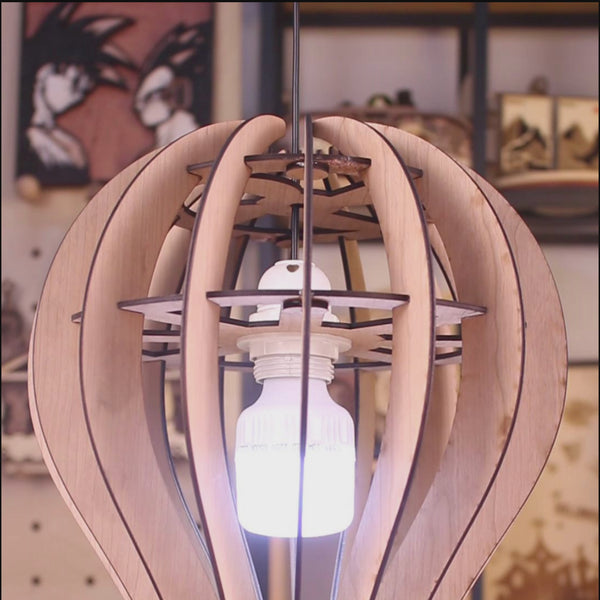 Hot Air Balloon Wooden Pendant Lamp 3D Puzzle Laser Cutting File - DIY Light Fixture