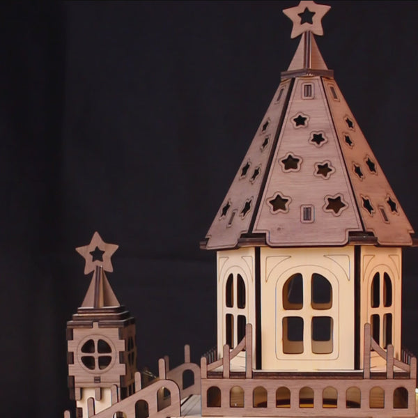 Christmas Santa Palace Wooden House 3D Puzzle Laser Cutting File - DIY Festive Decor[Comes with assembly video]