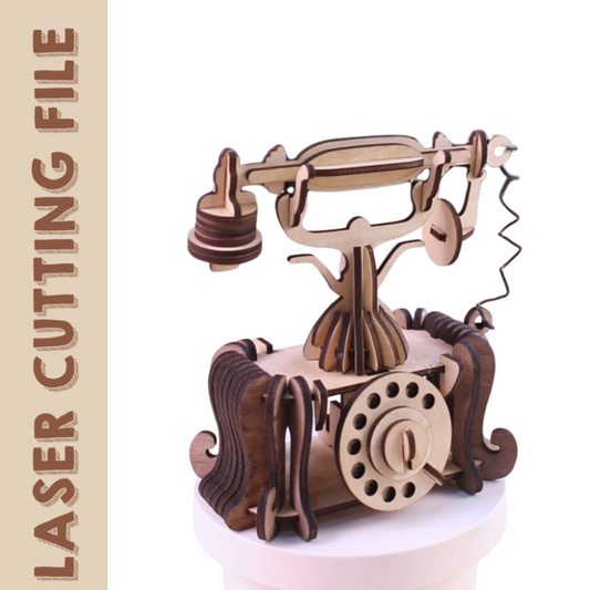 Retro phone 3D puzzle laser cutting file