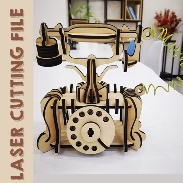 Retro phone 3D puzzle laser cutting file