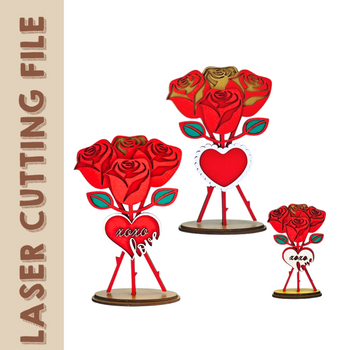 5-Style Romantic Roses - 2-Layer Laser Cutting File for Love & Elegance