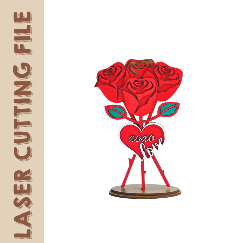 [Comes with The GIft File: Rose 3D Puzzle Laser Cutting File]5-Style Romantic Roses - 2-Layer Laser Cutting File