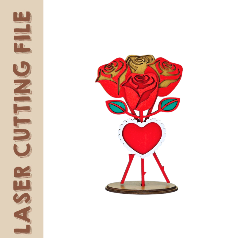 [Comes with The GIft File: Rose 3D Puzzle Laser Cutting File]5-Style Romantic Roses - 2-Layer Laser Cutting File