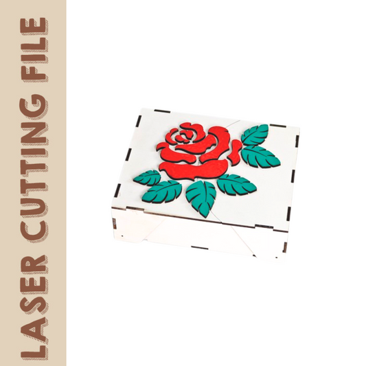 Rose-Themed Sliding Gift Box 3D Puzzle - Laser Cutting File for Valentine’s Day