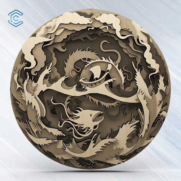 Mehrschichtige stehende Seeungeheuer-Laserschneidedatei