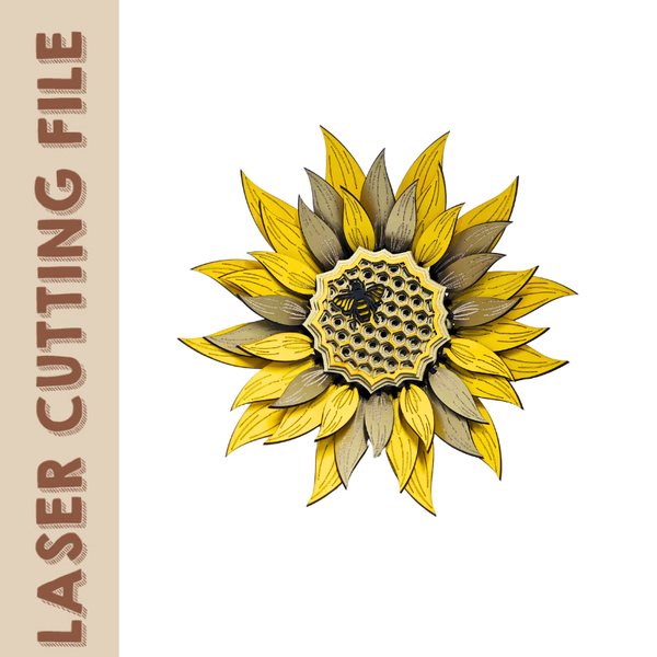 Multifunctional 3D Sunflower Candle Holder - Wall Décor & Tabletop Display 3D Puzzle Laser Cutting File