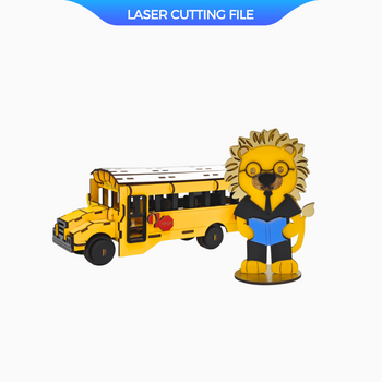 3D School Bus Puzzle SVG – Laser Cut File Featuring Teacher Mr. Liona