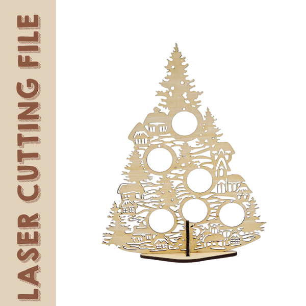 Enchanting 2-Style Christmas Tree with Hanging Ornaments Tabletop Decorations Laser Cutting File