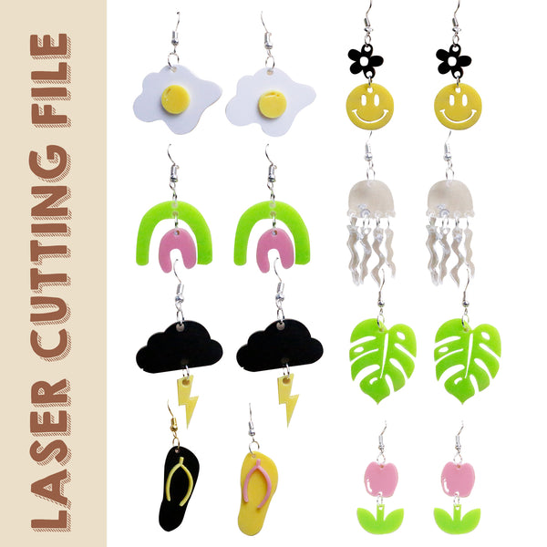 vector svg laser file 6-Style Earrings Laser Cutting File - Create Your Own Fashion Accessories by Creatorally