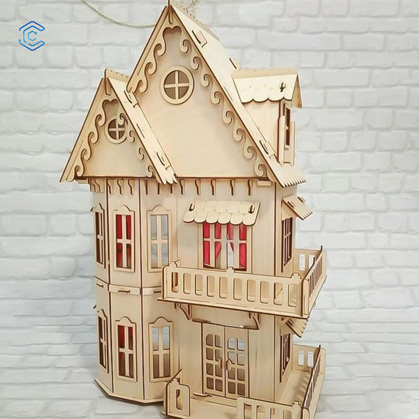 Victorian style villa 3D puzzle laser cutting file
