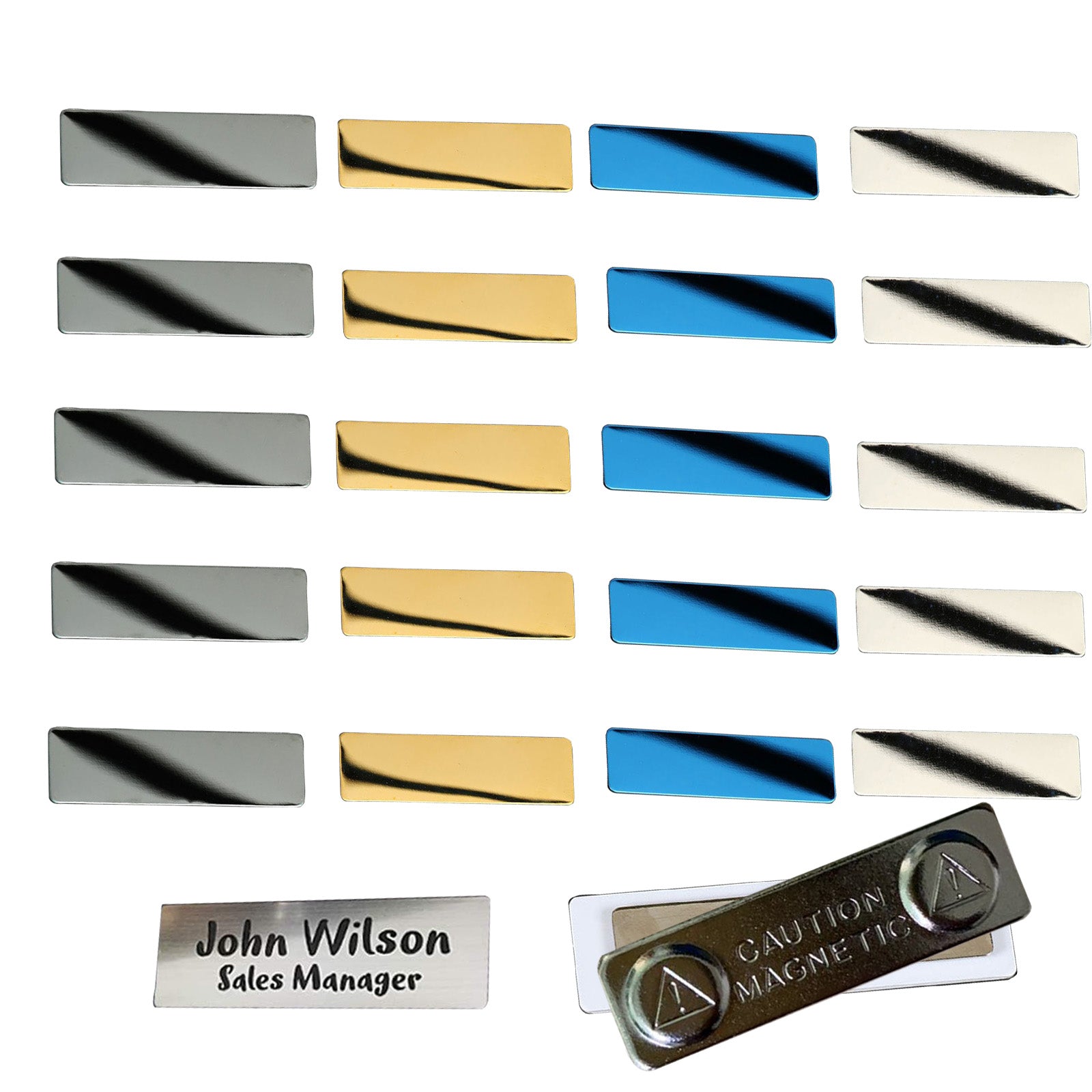 20 Packs 4 Colors Stainless Steel Blank Name Tags Badges Nameplate 1"x 3" for Laser Engraving - CREATORALLY