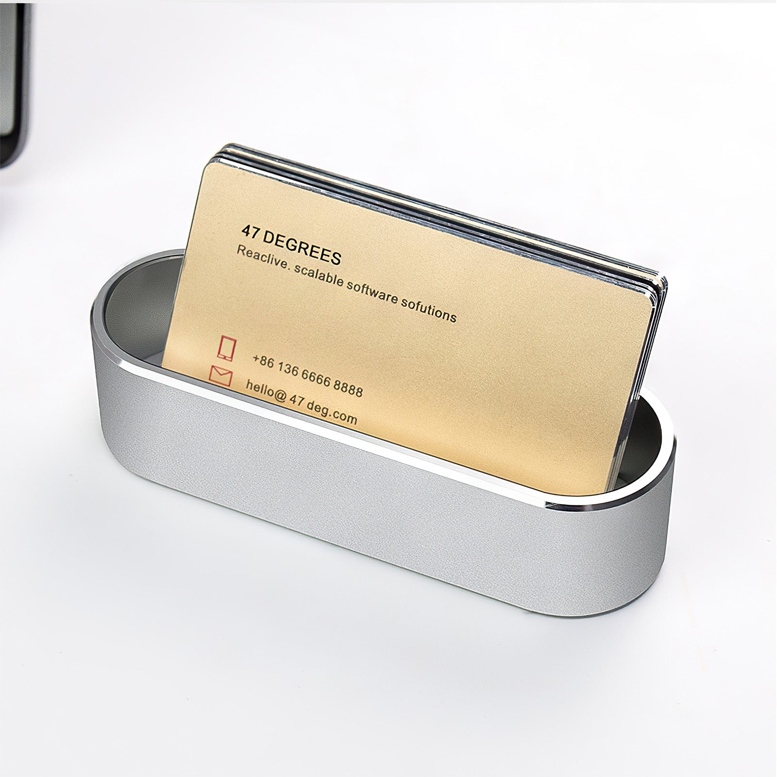 Aluminum Alloy Business Card Holder Office Desktop Business Card Display Stand Organizer - CREATORALLY