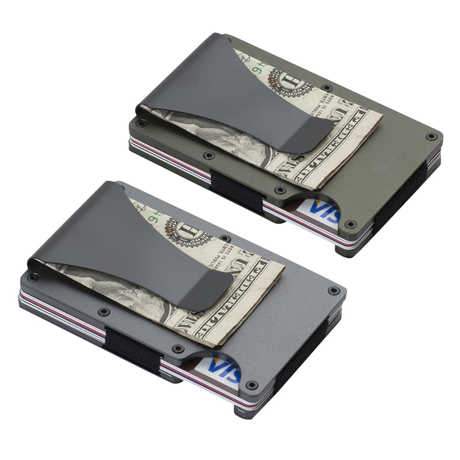 Creatorally 2pcs Mens Slim Wallet RFID Blocking Metal Wallets/Money Clip