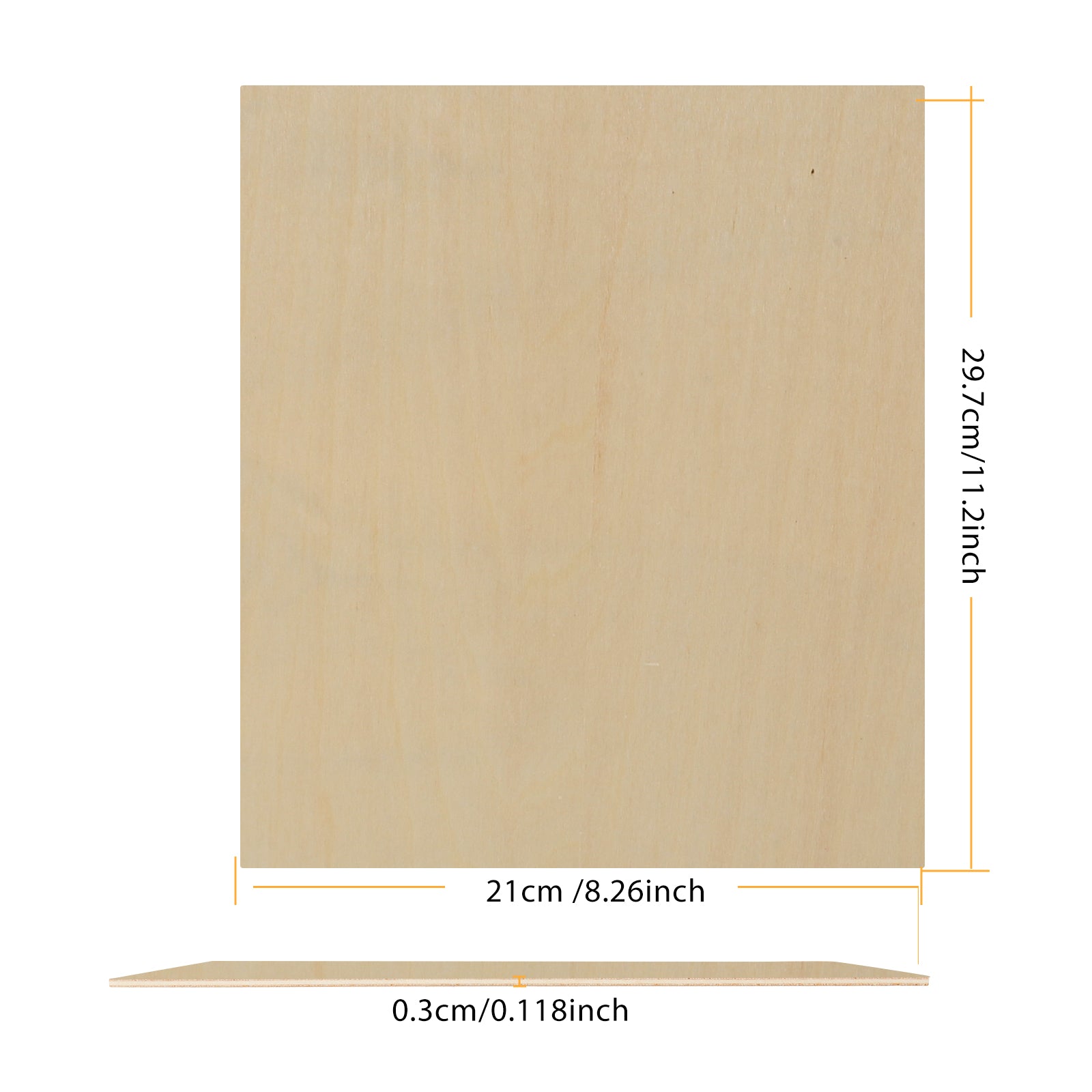 10pcs A4 Plywood Sheets 3mm Thickness (+/- 0.2mm) Basswood Plywood 21x29.7x0.3cm for Engraving - CREATORALLY