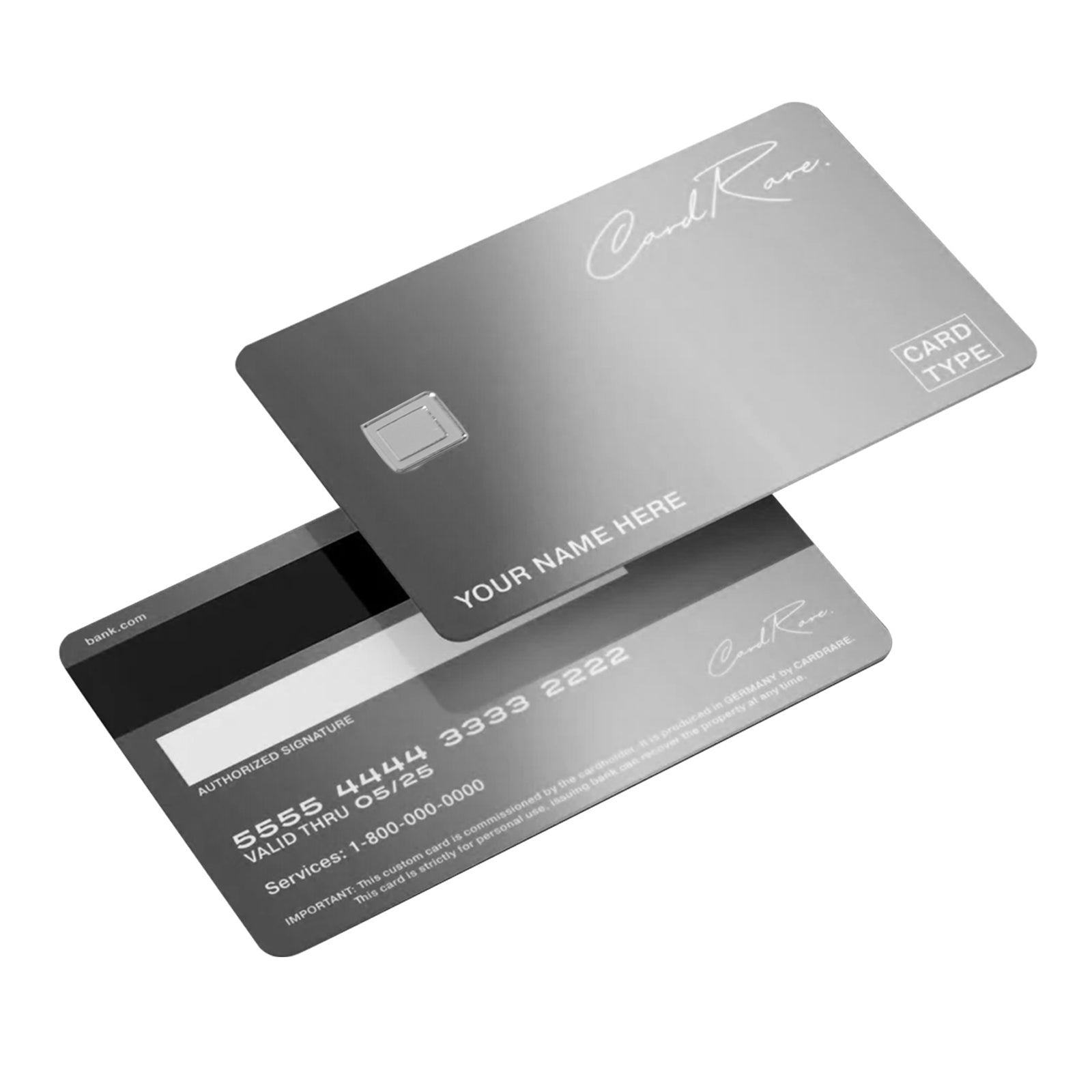 2pcs Stainless Steel/Brass Matte Metal Credit Card Blank DIY 4442 Chip Slot with HiCo 3 Track Magnetic Stripe - CREATORALLY