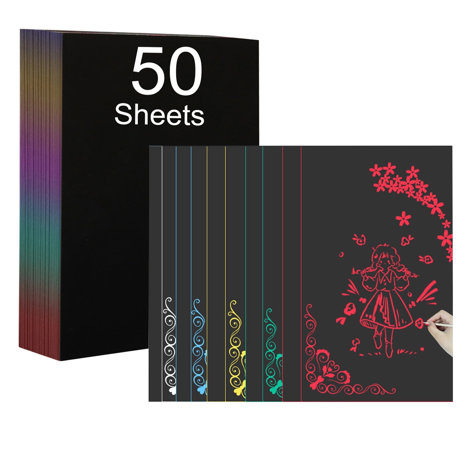 Creatorally 50 Sheets A4 Magic Scratch Paper Crafts Scratch Art Painti