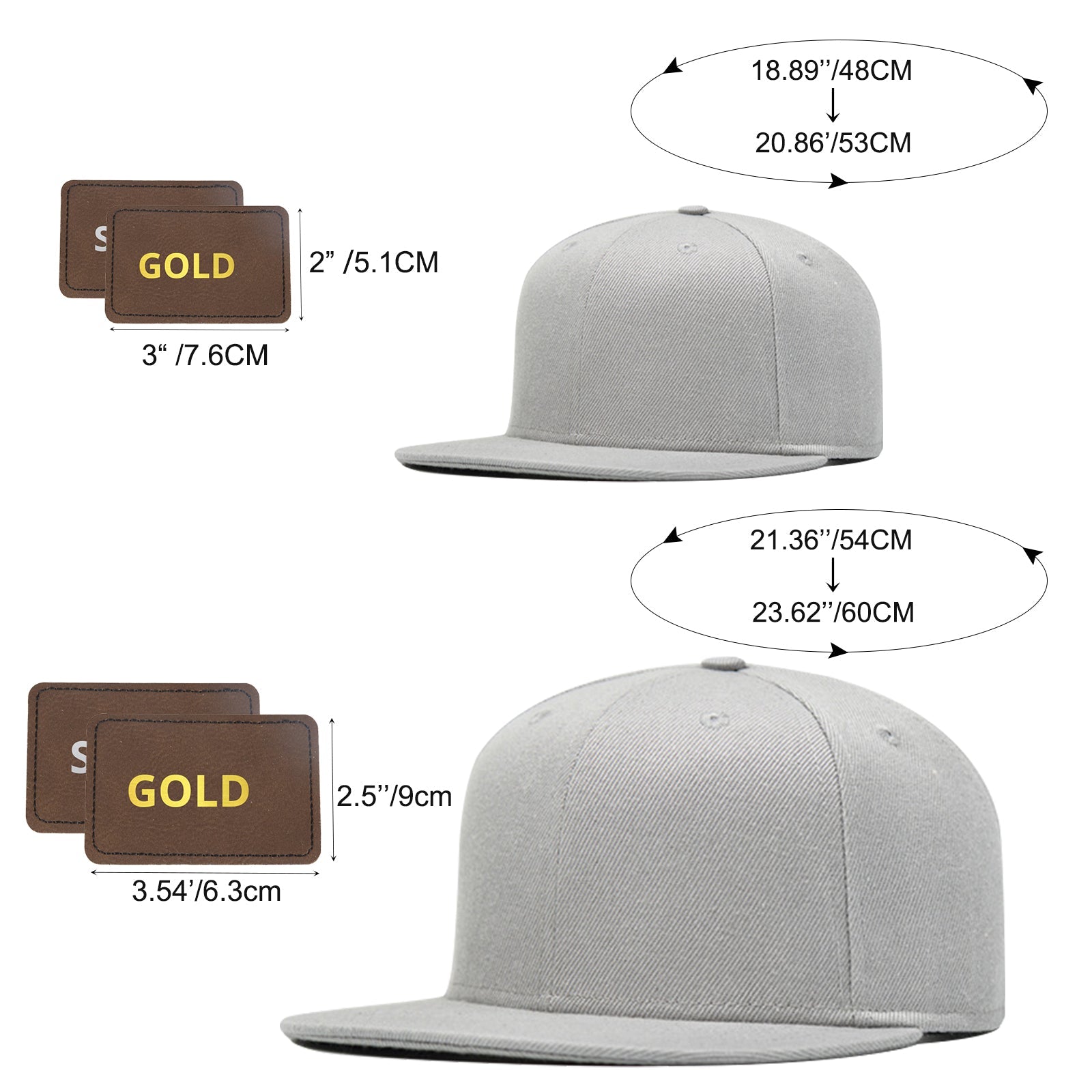 2pcs Personalized Father Son Hat Adjustable Flat Brim Cap with 4pcs Self-adhesive Hat Stickers - CREATORALLY